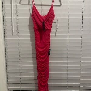 Elegant Pink Ruched Dress